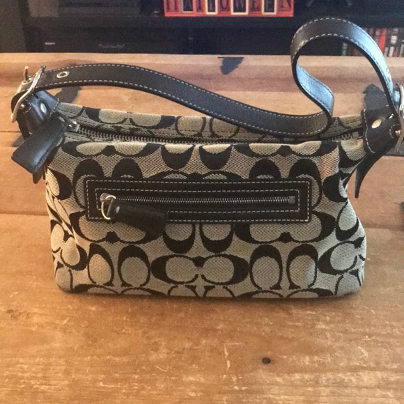 black and grey signature coach purse